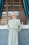 Bolerolu Beli Lastikli Tesettür Elbise Mint   HNT011