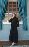 Bolerolu Beli Lastikli Tesettür Elbise Siyah HNT011