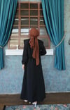 Bolerolu Beli Lastikli Tesettür Elbise Siyah HNT011