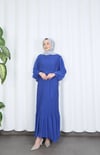 Boydan Piliseli Kuşaklı Şifon Elbise İndigo   HNT8575
