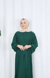 Boydan Piliseli Kuşaklı Şifon Elbise Zümrüt   HNT8575