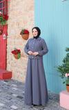 Ceketi Düğmeli Jile Elbise Gri   HNT8590