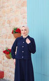 Ceketi Düğmeli Jile Elbise Lacivert  HNT8590