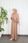 Dantel Detaylı  Şallı Namaz Elbisesi  Camel  HNT7068