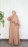 Dantel Detaylı  Şallı Namaz Elbisesi  Camel  HNT7068