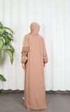 Dantel Detaylı  Şallı Namaz Elbisesi  Camel  HNT7068