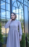 Düğme Detaylı Pileli Tesettür Elbise Vizon  HNT8528