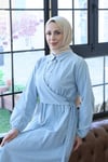 Yandan Bağlamalı  Tesettür Elbise Bebe Mavisi  HNT010