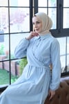 Yandan Bağlamalı  Tesettür Elbise Bebe Mavisi  HNT010