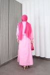 Bolerolu Beli Lastikli Tesettür Elbise Pembe   HNT011