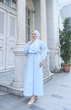 Fırfır Detaylı Kuşaklı Terikoton Elbise Bebe Mavisi    HNT0313