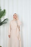 Yandan Tokalı Terikoton Elbise Krem  HNT0329