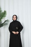 Yandan Tokalı Terikoton Elbise Siyah HNT0329