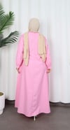 Yandan Tokalı Terikoton Elbise Pembe   HNT0329