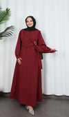 Yandan Tokalı Terikoton Elbise Bordo  HNT0329