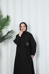 Yandan Tokalı Terikoton Elbise Siyah HNT0329