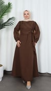 Yandan Tokalı Terikoton Elbise Acı Kahve  HNT0329