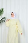 Yandan Tokalı Terikoton Elbise Sarı   HNT0329