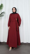 Yandan Tokalı Terikoton Elbise Bordo  HNT0329