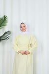Yandan Tokalı Terikoton Elbise Sarı   HNT0329