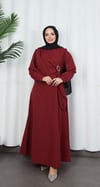 Yandan Tokalı Terikoton Elbise Bordo  HNT0329