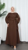 Yandan Tokalı Terikoton Elbise Acı Kahve  HNT0329