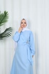 Yandan Tokalı Terikoton Elbise Bebe Mavisi  HNT0329