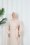 Yandan Tokalı Terikoton Elbise Krem  HNT0329