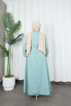 Toka Detaylı Kuşaklı Terikoton Elbise Mint    HNT0332