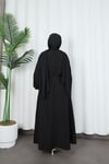 Toka Detaylı Kuşaklı Terikoton Elbise Siyah    HNT0332