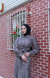 Yandan Bağlamalı Yarım Patlı Düğme Detaylı Elbise Vizon   HNT6200