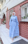Yandan Bağlamalı Yarım Patlı Düğme Detaylı Elbise Bebe Mavisi   HNT6200