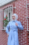 Yandan Bağlamalı Yarım Patlı Düğme Detaylı Elbise Bebe Mavisi   HNT6200