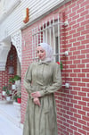 Yandan Bağlamalı Yarım Patlı Düğme Detaylı Elbise Haki   HNT6200