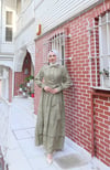 Yandan Bağlamalı Yarım Patlı Düğme Detaylı Elbise Haki   HNT6200