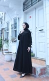 Önü Taş İşlemeli Şallı Tesettür Elbise Siyah HNT7102