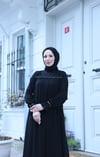 Önü Taş İşlemeli Şallı Tesettür Elbise Siyah HNT7102