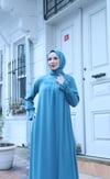 Önü Ve Kol Ucu Taş İşlemeli Şallı Tesettür Elbise Mint Yeşili  HNT7102