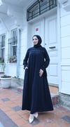 Önü Ve Kol Ucu Taş İşlemeli Şallı Tesettür Elbise Lacivert  HNT7102