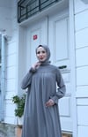 Önü Ve Kol Ucu Taş İşlemeli Şallı Tesettür Elbise Taş   HNT7102