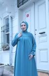 Önü Ve Kol Ucu Taş İşlemeli Şallı Tesettür Elbise Mint Yeşili  HNT7102