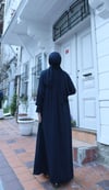 Önü Ve Kol Ucu Taş İşlemeli Şallı Tesettür Elbise Lacivert  HNT7102