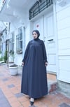 Önü Ve Kol Ucu Taş İşlemeli Şallı Tesettür Elbise Antrasit  HNT7102