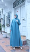 Önü Ve Kol Ucu Taş İşlemeli Şallı Tesettür Elbise Mint Yeşili  HNT7102