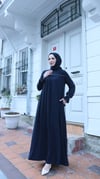 Önü Ve Kol Ucu Taş İşlemeli Şallı Tesettür Elbise Lacivert  HNT7102