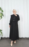 Düğme Detaylı Bolerolu  Pileli Elbise Siyah HNT7121