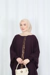 Yarasa Kol  Leopar Taşlı Elbise Mor  HNT8526