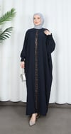 Yarasa Kol  Leopar Taşlı Elbise Lacivert  HNT8526