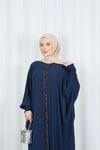 Yarasa Kol  Leopar Taşlı Elbise İndigo HNT8526