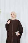 Yarasa Kol  Leopar Taşlı Elbise Acı Kahve  HNT8526